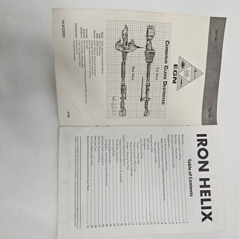 Iron Helix PC Game Command Operations Manual Only Spectrum Holobyte Vintage